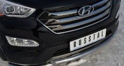 18 699 р. Защита переднего бампера (2 трубыØ63 мм, нержавейка) SLITKOFF  Hyundai Santa Fe  DM (2012-2016) дорестайлинг  с доставкой в г. Пермь. Увеличить фотографию 2