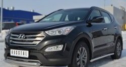 18 699 р. Защита переднего бампера (2 трубыØ63 мм, нержавейка) SLITKOFF  Hyundai Santa Fe  DM (2012-2016) дорестайлинг  с доставкой в г. Пермь. Увеличить фотографию 4