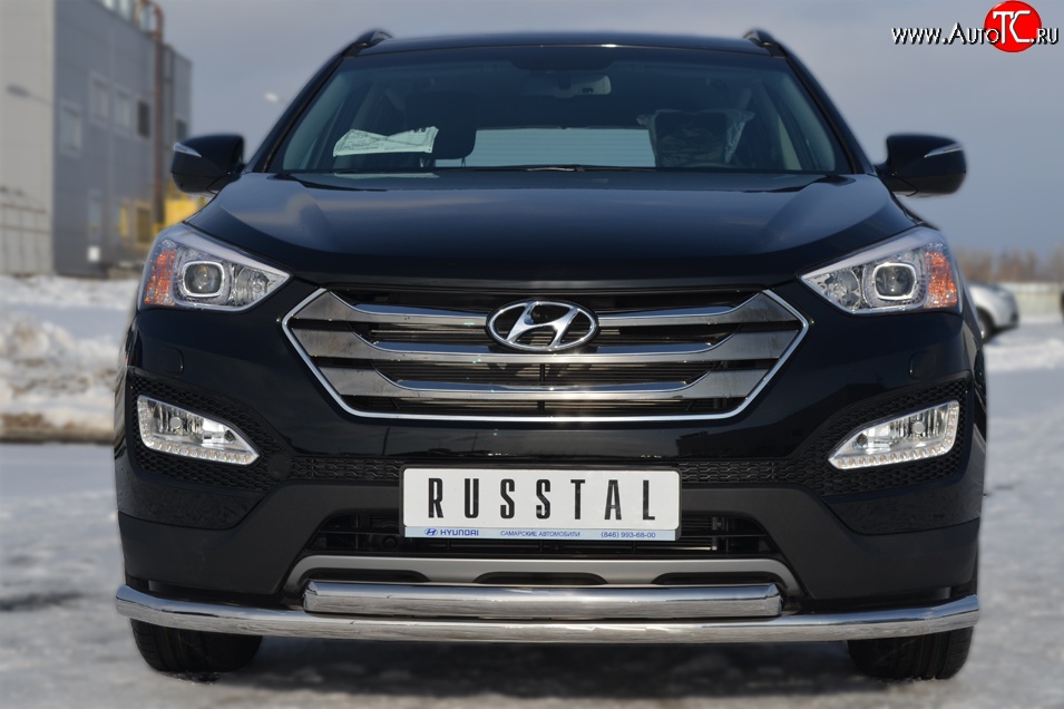 18 699 р. Защита переднего бампера (2 трубыØ63 мм, нержавейка) SLITKOFF  Hyundai Santa Fe  DM (2012-2016) дорестайлинг  с доставкой в г. Пермь