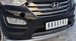 17 999 р. Защита переднего бампера (2 трубыØ76 и 42 мм, нержавейка) SLITKOFF  Hyundai Santa Fe  DM (2012-2016) дорестайлинг  с доставкой в г. Пермь. Увеличить фотографию 2