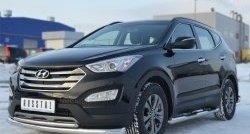 17 999 р. Защита переднего бампера (2 трубыØ76 и 42 мм, нержавейка) SLITKOFF  Hyundai Santa Fe  DM (2012-2016) дорестайлинг  с доставкой в г. Пермь. Увеличить фотографию 4