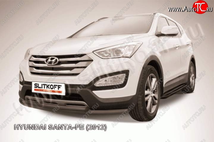 9 399 р. Защита переднего бампера из труб d57+d42 Slitkoff (двойная) Hyundai Santa Fe DM дорестайлинг (2012-2016) (Цвет: серебристый)  с доставкой в г. Пермь