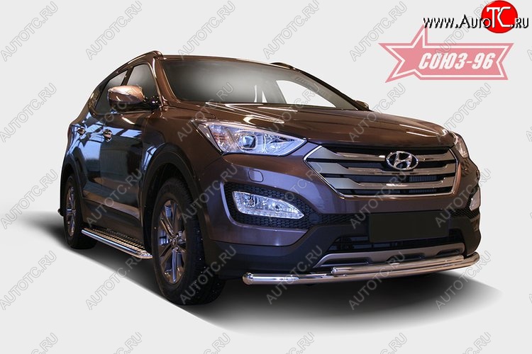 15 929 р. Защита переднего бампера двойная Souz-96 (d460/42)  Hyundai Santa Fe  DM (2012-2016) дорестайлинг  с доставкой в г. Пермь