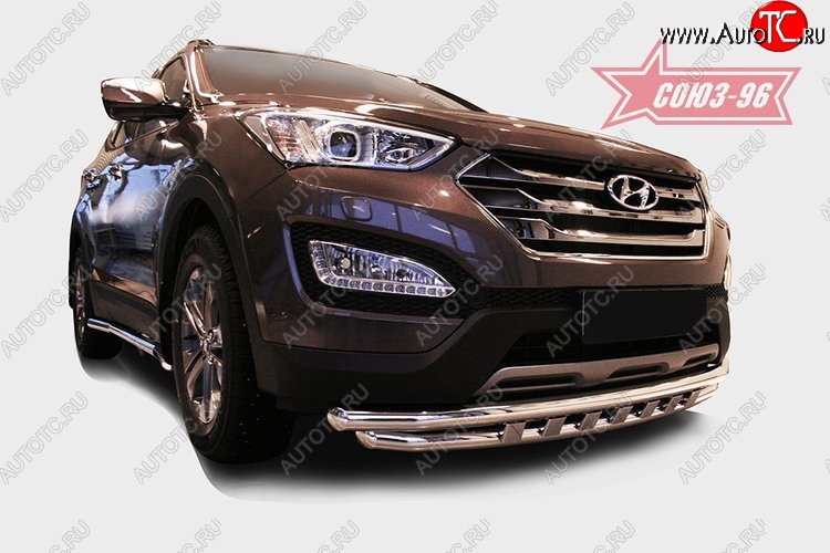 17 324 р. Защита переднего бампера двойная Souz-96 (d60/60)  Hyundai Santa Fe  DM (2012-2016) дорестайлинг  с доставкой в г. Пермь