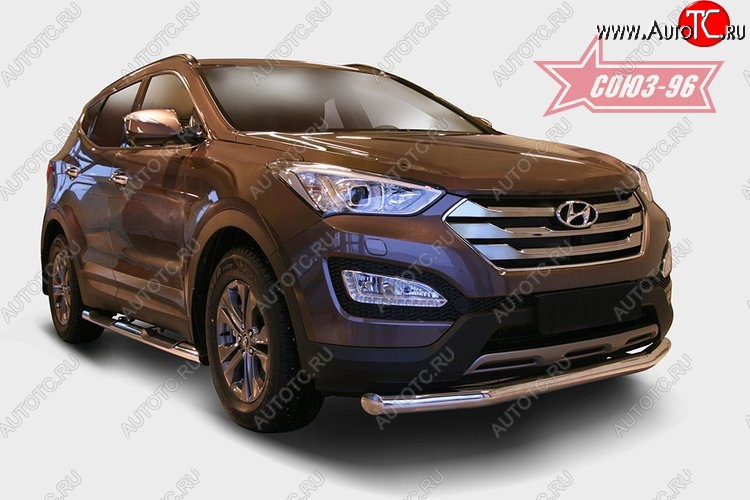 14 669 р. Защита переднего бампера одинарная Souz-96 (d76). Hyundai Santa Fe DM дорестайлинг (2012-2016)  с доставкой в г. Пермь