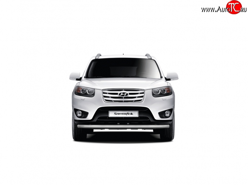 9 849 р. Одинарная защита переднего бампера диаметром 51 мм Petroil Tuning  Hyundai Santa Fe  DM (2012-2016) дорестайлинг (Нержавеющая полированная сталь)  с доставкой в г. Пермь