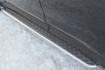 22 999 р. Широкая защита порогов из трубы d42 мм SLITKOFF v2  Hyundai Santa Fe  DM (2012-2016) дорестайлинг  с доставкой в г. Пермь. Увеличить фотографию 2