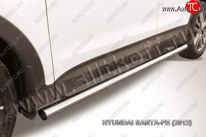 10 349 р. Защита порогов из трубы d57 Slitkoff  Hyundai Santa Fe  DM (2012-2016) дорестайлинг (Цвет: серебристый)  с доставкой в г. Пермь