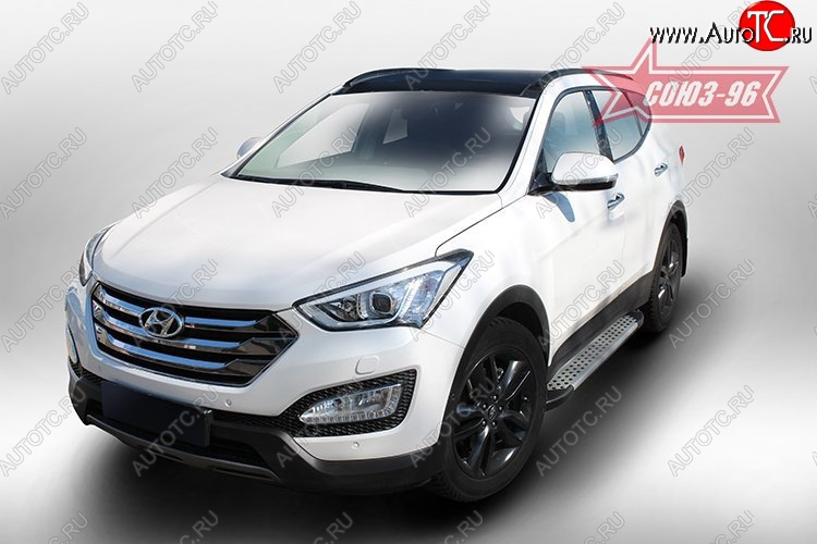 9 674 р. Пороги из алюминиевого профиля Souz-96  Hyundai Santa Fe  DM (2012-2016) дорестайлинг  с доставкой в г. Пермь