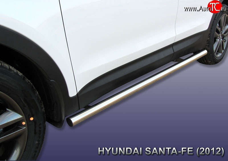14 799 р. Защита порогов из круглой трубы диаметром 57 мм Slitkoff Hyundai Santa Fe DM дорестайлинг (2012-2016) (Нержавейка, Полированная)  с доставкой в г. Пермь