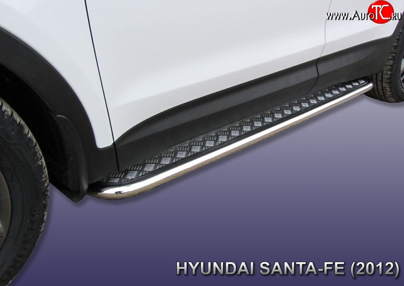 15 349 р. Широкая защита порогов с трубой диаметром 42 мм Slitkoff Hyundai Santa Fe DM дорестайлинг (2012-2016)  с доставкой в г. Пермь