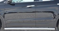 70 999 р. Защита порогов из круглой трубы диаметром 63 мм Russtal Hyundai Santa Fe DM дорестайлинг (2012-2016) (Защита порогов с со скосами на торцах (вариант 1))  с доставкой в г. Пермь. Увеличить фотографию 2