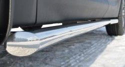 70 999 р. Защита порогов из круглой трубы диаметром 63 мм Russtal Hyundai Santa Fe DM дорестайлинг (2012-2016) (Защита порогов с со скосами на торцах (вариант 1))  с доставкой в г. Пермь. Увеличить фотографию 4
