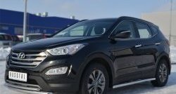 70 999 р. Защита порогов из круглой трубы диаметром 63 мм Russtal Hyundai Santa Fe DM дорестайлинг (2012-2016) (Защита порогов с со скосами на торцах (вариант 1))  с доставкой в г. Пермь. Увеличить фотографию 9