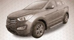 11 299 р. Алюминиевые пороги Slitkoff Luxe Black Hyundai Santa Fe DM дорестайлинг (2012-2016)  с доставкой в г. Пермь. Увеличить фотографию 2