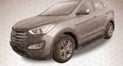 13 349 р. Алюминиевые пороги Slitkoff Optima Black Hyundai Santa Fe DM дорестайлинг (2012-2016)  с доставкой в г. Пермь. Увеличить фотографию 2