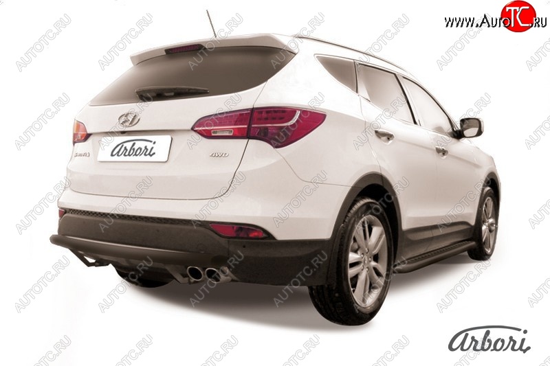7 199 р. Защита заднего бампера Arbori (черная, 1 труба d57 mm).  Hyundai Santa Fe  DM (2012-2016) дорестайлинг  с доставкой в г. Пермь