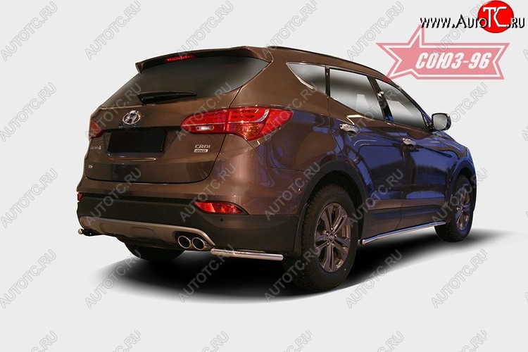 8 459 р. Защита заднего бампера из боковых уголков Souz-96 (d42)  Hyundai Santa Fe  DM (2012-2016) дорестайлинг  с доставкой в г. Пермь