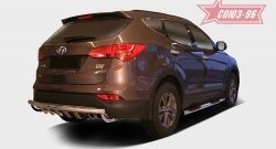 Защита заднего бампера с элементами из профиля Souz-96 (d60) Hyundai Santa Fe  DM (2012-2016) дорестайлинг
