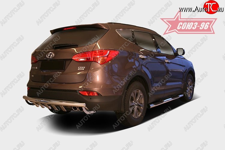 12 599 р. Защита заднего бампера с элементами из профиля Souz-96 (d60)  Hyundai Santa Fe  DM (2012-2016) дорестайлинг  с доставкой в г. Пермь
