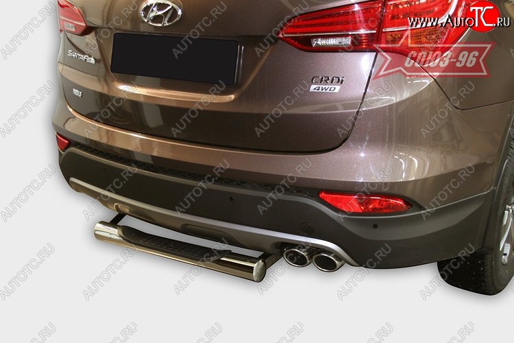 1 249 р. Защита заднего бампера с проступью Souz-96 (d76)  Hyundai Santa Fe  DM (2012-2016) дорестайлинг  с доставкой в г. Пермь
