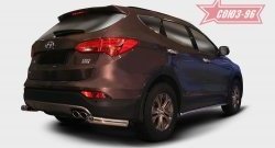 Защита заднего бампера из боковых уголков Souz-96 (d76) Hyundai Santa Fe  DM (2012-2016) дорестайлинг