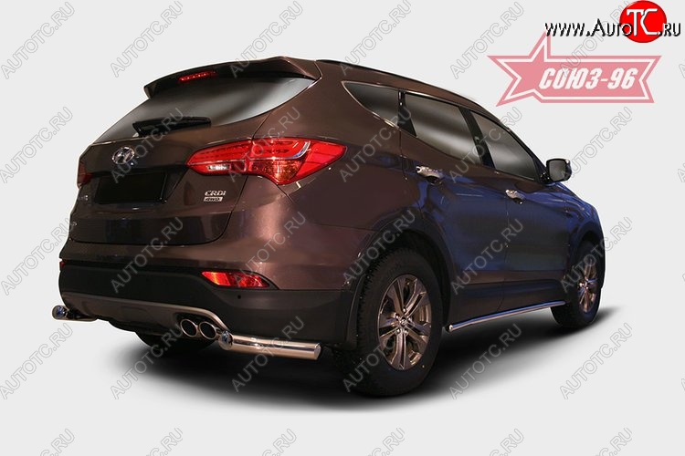 11 159 р. Защита заднего бампера из боковых уголков Souz-96 (d76)  Hyundai Santa Fe  DM (2012-2016) дорестайлинг  с доставкой в г. Пермь