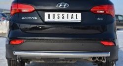 Одинарная защита заднего бампера из трубы диаметром 63 мм SLITKOFF Hyundai Santa Fe  DM (2012-2016) дорестайлинг