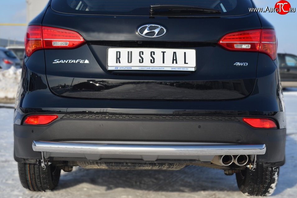 15 949 р. Одинарная защита заднего бампера из трубы диаметром 63 мм SLITKOFF  Hyundai Santa Fe  DM (2012-2016) дорестайлинг  с доставкой в г. Пермь