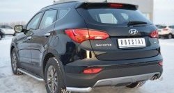 12 999 р. Защита заднего бампера (Ø63 мм уголки, нержавейка) SLITKOFF  Hyundai Santa Fe  DM (2012-2016) дорестайлинг  с доставкой в г. Пермь. Увеличить фотографию 4