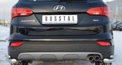 16 999 р. Защита заднего бампера (2 трубы Ø63 и 42 мм уголки, нержавейка) SLITKOFF  Hyundai Santa Fe  DM (2012-2016) дорестайлинг  с доставкой в г. Пермь. Увеличить фотографию 2