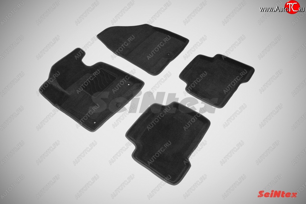 5 699 р. Износостойкие коврики в салон 3D HYUNDAI SANTA FE III черные (компл) Hyundai Santa Fe DM дорестайлинг (2012-2016)  с доставкой в г. Пермь