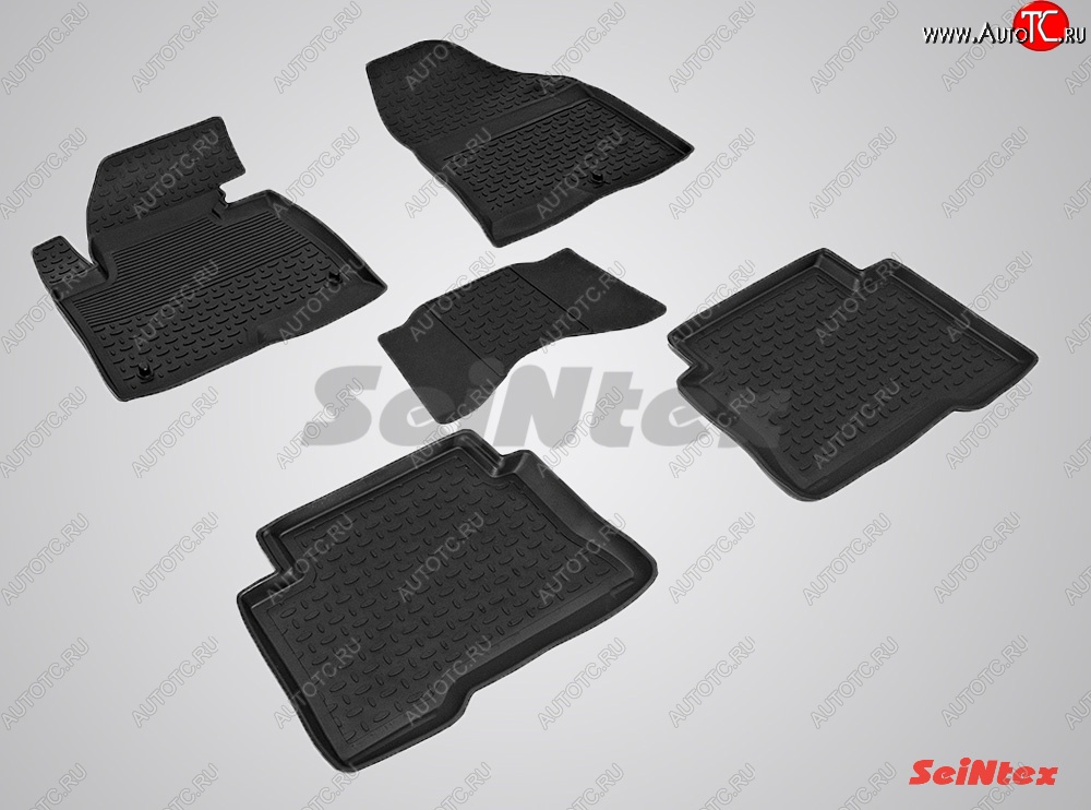 3 199 р. Износостойкие коврики в салон с высоким бортом SeiNtex Premium 4 шт. (резина) Hyundai Santa Fe DM дорестайлинг (2012-2016)  с доставкой в г. Пермь