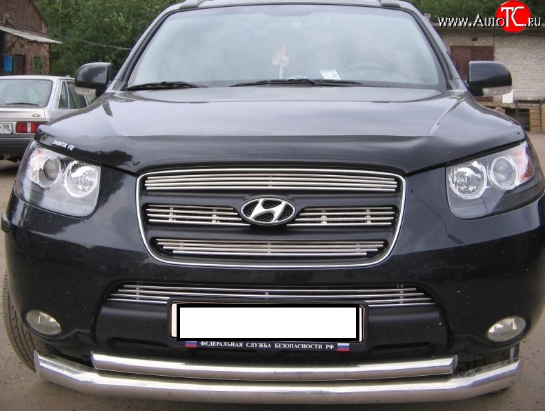 3 999 р. Декоративная вставка воздухозаборника Berkut Hyundai Santa Fe CM дорестайлинг (2006-2009)  с доставкой в г. Пермь