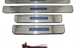 3 149 р. Накладки на порожки автомобиля СТ Hyundai Santa Fe CM рестайлинг (2009-2012)  с доставкой в г. Пермь. Увеличить фотографию 2