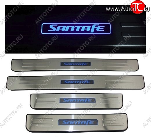 3 149 р. Накладки на порожки автомобиля СТ Hyundai Santa Fe CM рестайлинг (2009-2012)  с доставкой в г. Пермь