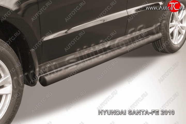 10 899 р. Защита порогов из трубы d76 Slitkoff  Hyundai Santa Fe  CM (2009-2012) рестайлинг (Цвет: серебристый)  с доставкой в г. Пермь