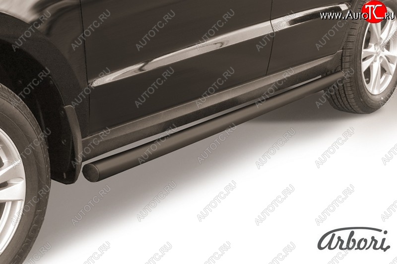 6 299 р. Защита штатных порогов Arbori (черная, d57 mm). Hyundai Santa Fe CM рестайлинг (2009-2012)  с доставкой в г. Пермь