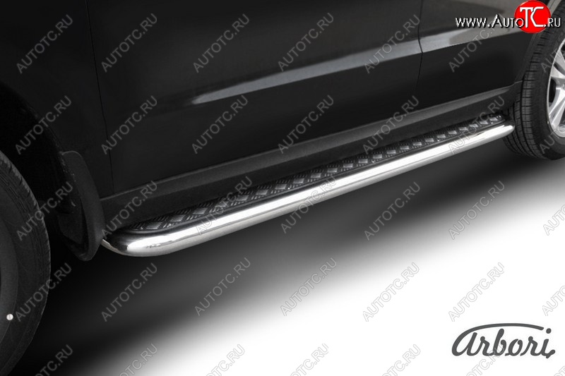 15 569 р. Защита штатных порогов с листом Arbori (нержавейка, алюминий, d57) Hyundai Santa Fe CM рестайлинг (2009-2012)  с доставкой в г. Пермь