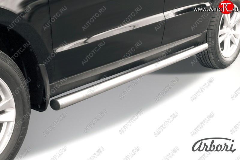11 969 р. Защита штатных порогов Arbori (нержавейка, d57 mm). Hyundai Santa Fe CM рестайлинг (2009-2012)  с доставкой в г. Пермь