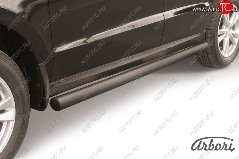 6 749 р. Защита штатных порогов Arbori (черная, d76 mm). Hyundai Santa Fe CM рестайлинг (2009-2012)  с доставкой в г. Пермь