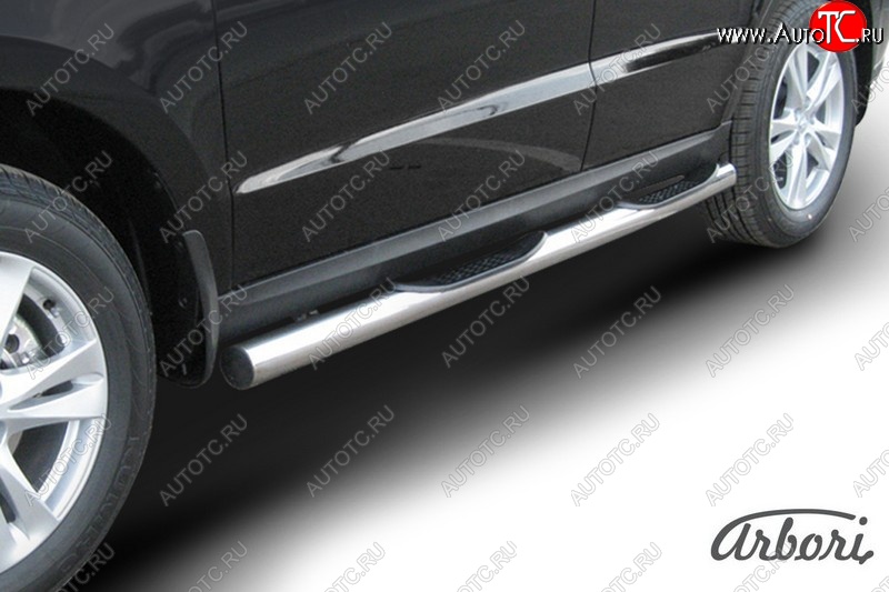 15 749 р. Защита штатных порогов Arbori (с проступью, нержавейка, d76 mm).  Hyundai Santa Fe  CM (2009-2012) рестайлинг  с доставкой в г. Пермь