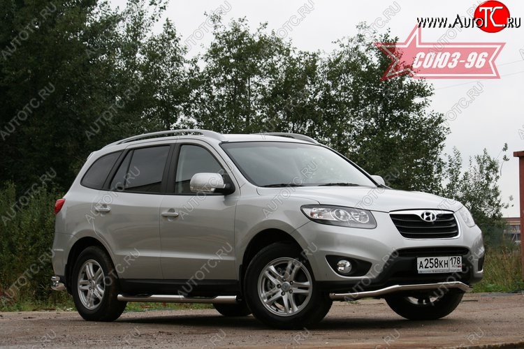 12 689 р. Защита переднего бампера одинарная Souz-96 (d60) Hyundai Santa Fe CM рестайлинг (2009-2012)  с доставкой в г. Пермь