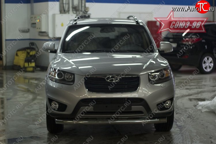 13 814 р. Защита переднего бампера одинарная Souz-96 (d76)  Hyundai Santa Fe  CM (2009-2012) рестайлинг  с доставкой в г. Пермь