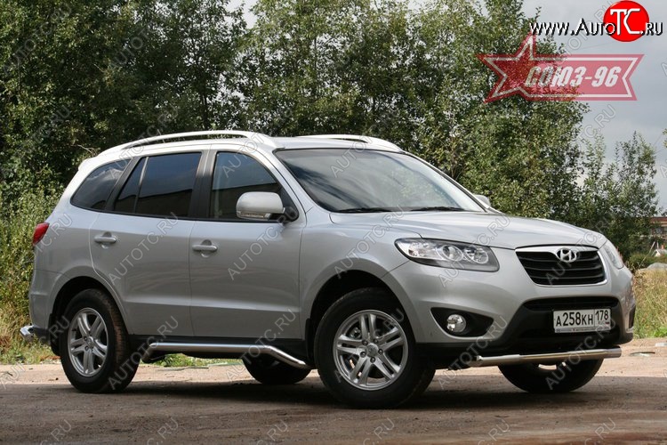 13 229 р. Защита переднего бампера одинарная Souz-96 (d76)  Hyundai Santa Fe  CM (2009-2012) рестайлинг  с доставкой в г. Пермь