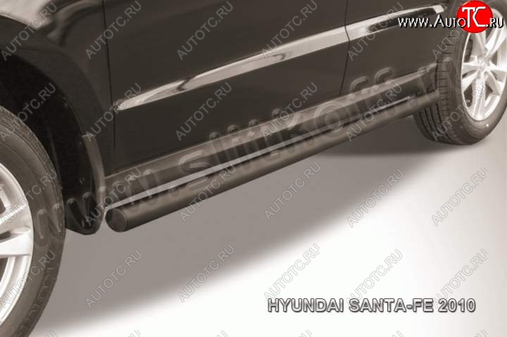 9 999 р. Защита порогов из трубы d57 Slitkoff  Hyundai Santa Fe  CM (2009-2012) рестайлинг (Цвет: серебристый)  с доставкой в г. Пермь