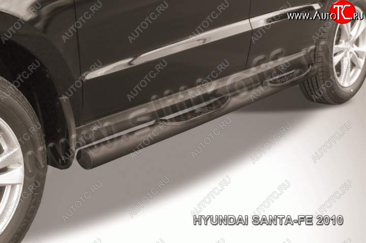 13 549 р. Защита порогов из трубы d76 Slitkoff (с проступью)  Hyundai Santa Fe  CM (2009-2012) рестайлинг (Цвет: серебристый)  с доставкой в г. Пермь