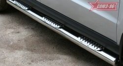Защита порогов с тремя декоративными элементами Souz-96 (d76) Hyundai Santa Fe  CM (2009-2012) рестайлинг