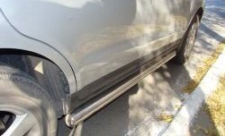 Защита порогов из круглой трубы диаметром 76 мм Металл Дизайн Hyundai Santa Fe  CM (2009-2012) рестайлинг