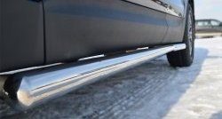 69 999 р. Защита порогов из круглой трубы диаметром 76 мм Russtal Hyundai Santa Fe CM рестайлинг (2009-2012) (Защита порогов с со скосами на торцах (вариант 1))  с доставкой в г. Пермь. Увеличить фотографию 2